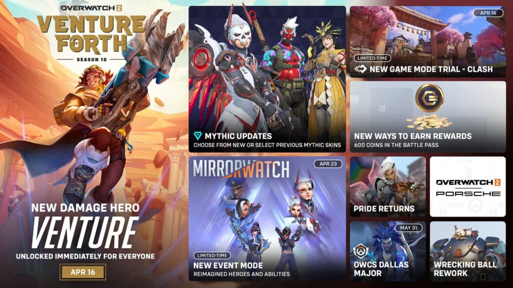 Overwatch 2 teased the OWCS Dallas Major Hanzo skin in the Season 10 roadmap (Image via Blizzard Entertainment)