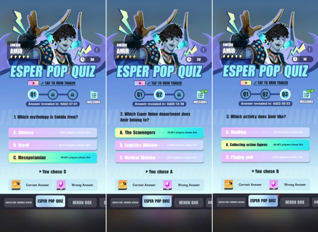 Dislyte Amir quiz answers (Image via esports.gg)
