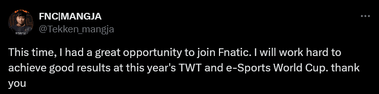 A tweet by Fnatic | Mangja