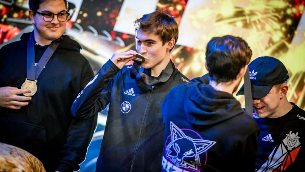JKnaps after winning the 2022 RLCS Winter Major with G2 Esports (Image via Rocket League Esports)