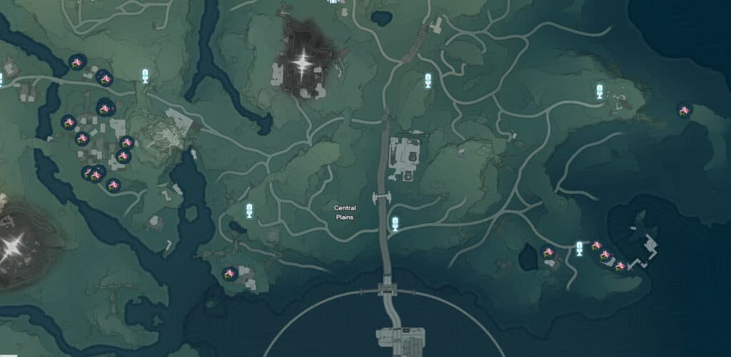 Pecok Flower locations (via Wuthering.gg)