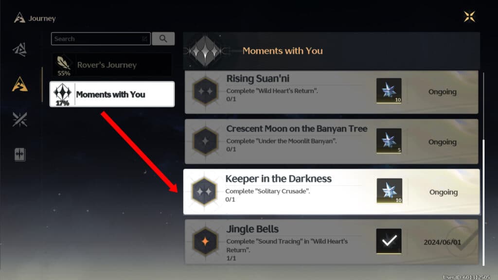 The Keeper in the Darkness trophy is currently locked in version 1.0 of Wuthering Waves