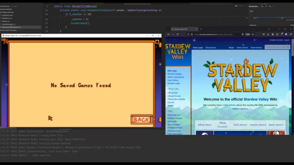 Screenshots from a demonstration of the Harcore Mode mod (Image via esports.gg)
