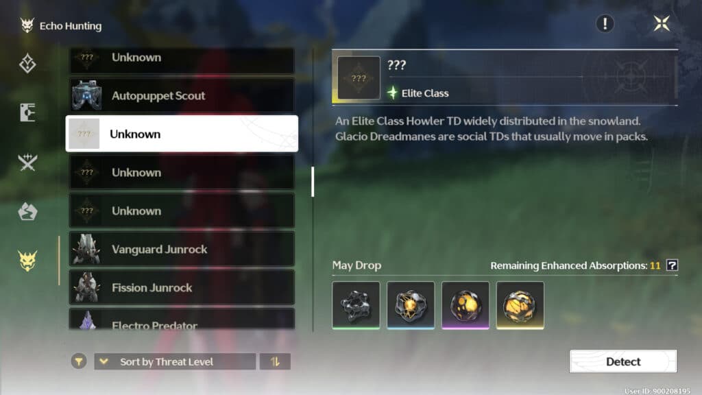 You can "Detect" previously unencountered Howlers in the guidebook (Image via esports.gg)