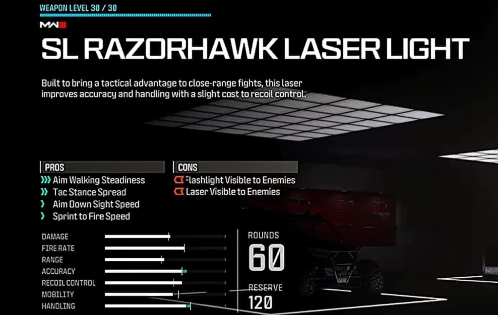 Attachments such as lasers can improve Tactical Stance spread (Screenshot from <a href="https://www.youtube.com/watch?v=6qhfsSASdmU&t=18s&ab_channel=YTLukeyy">YTLukeyy's YouTube</a>)
