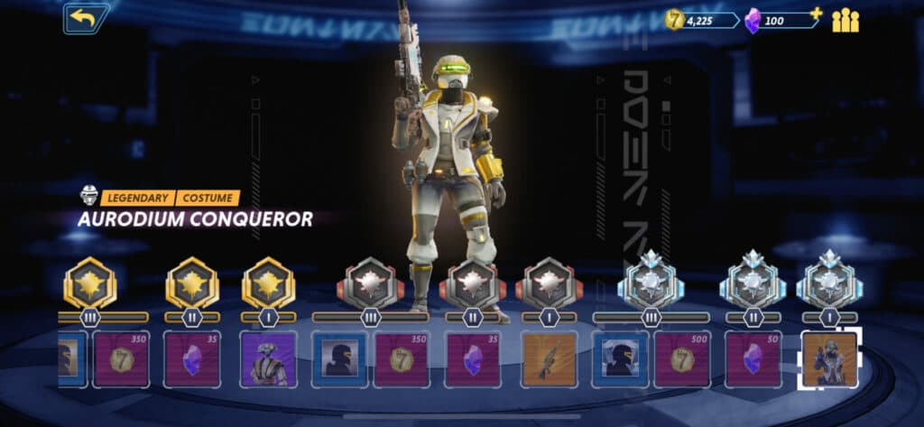 Ranked mode reward: Legendary "Aurodium Conquerer" costume for Imara Vex.