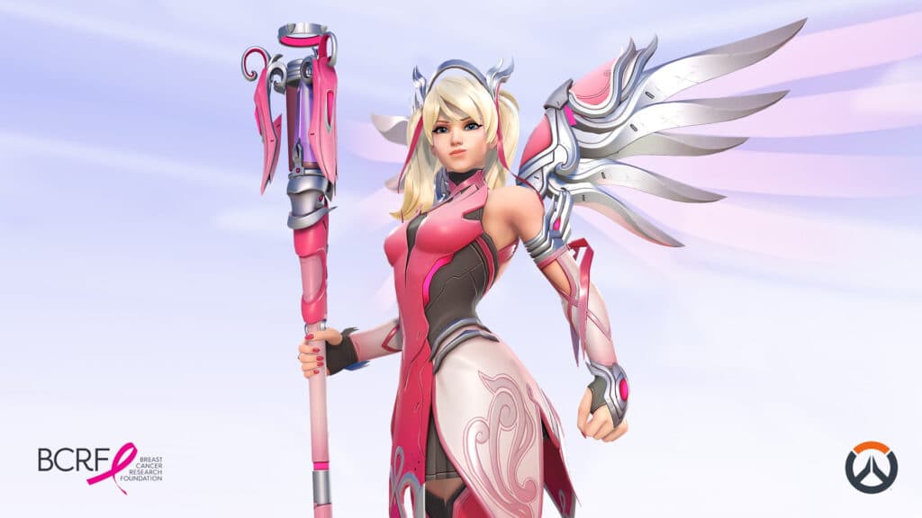 The Pink Mercy skin is mentioned in the Overwatch Purity Test (Image via Blizzard Entertainment)