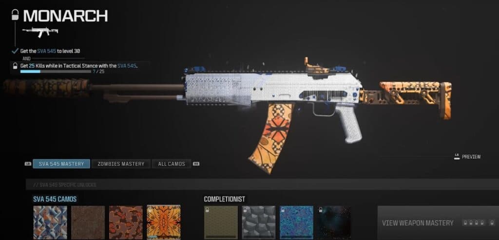 Certain camo challenges require you to get a certain number of Tactical Stance kills