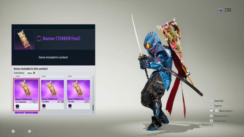 Yoshimitsu with the TEKKEN Fest Banner - Level 21 Premium Reward