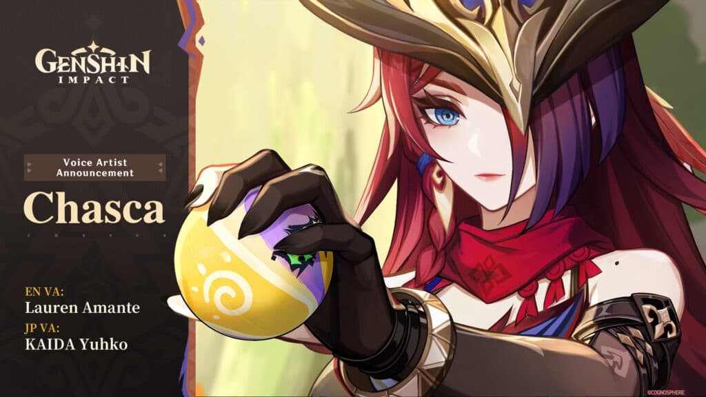 Chasca voice actors in Genshin Impact (image via HoYoverse)