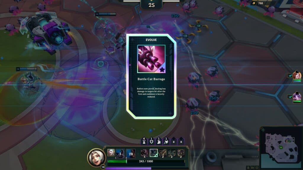 The Weapon Evolve screen in LoL Swarm. (screenshot via esports.gg)