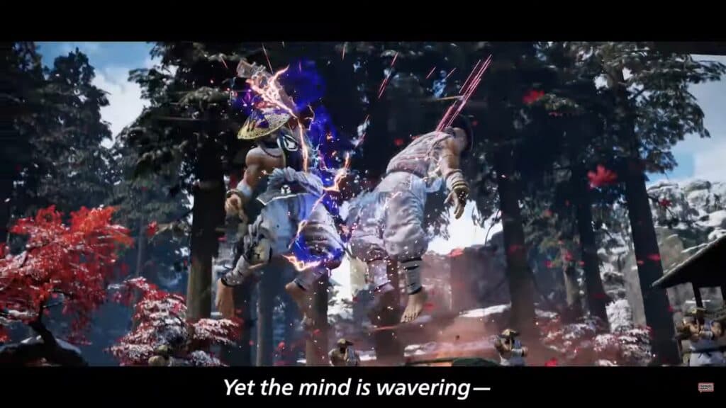 The masked figure uses Heihachi's trademark move - a dead giveaway