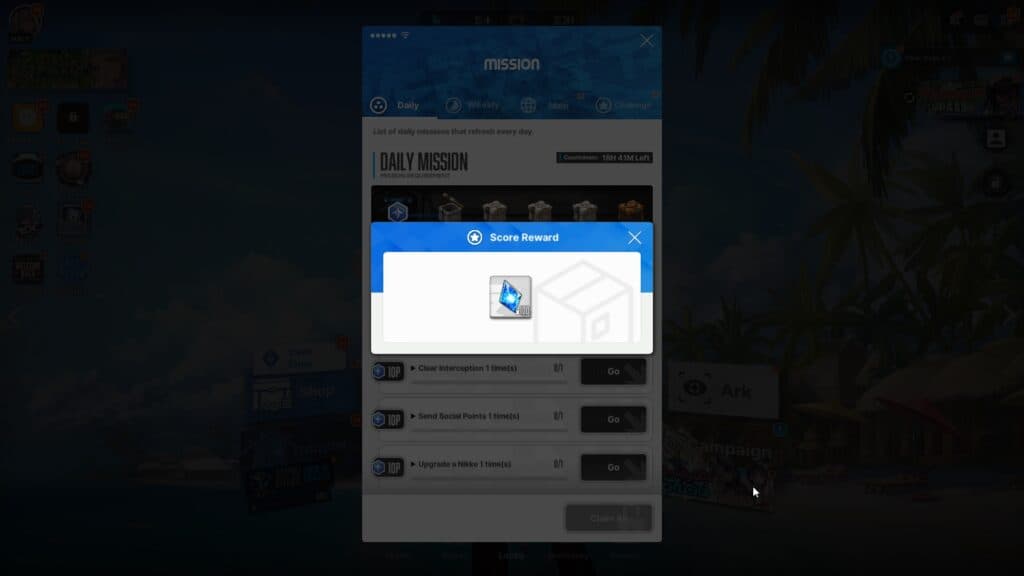 Get free Goddess of Victory: NIKKE Gems by completing daily mission (Image via esports.gg)