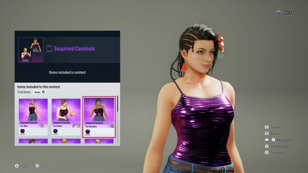 Azucena wearing the Sequined Camisole - Level 60 free Fight Pass Reward