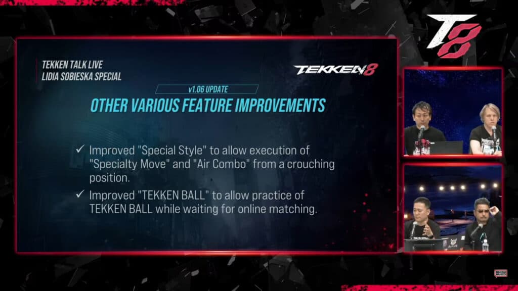 Patch 1.06 for TEKKEN 8 details (image via Bandai Namco Esports)