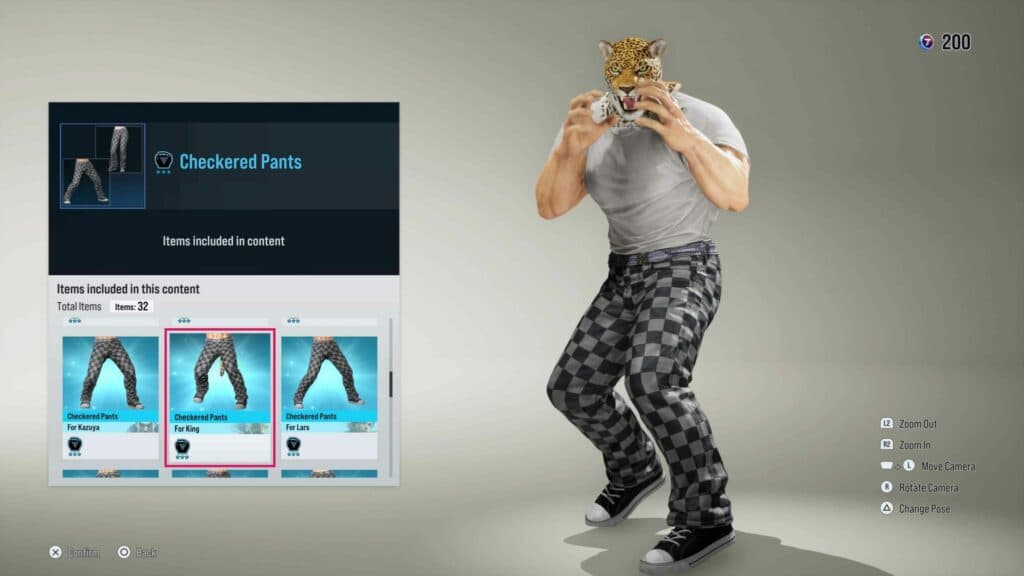 King rocking the Checkered Pants (level 18 Premium Fight Pass Reward)