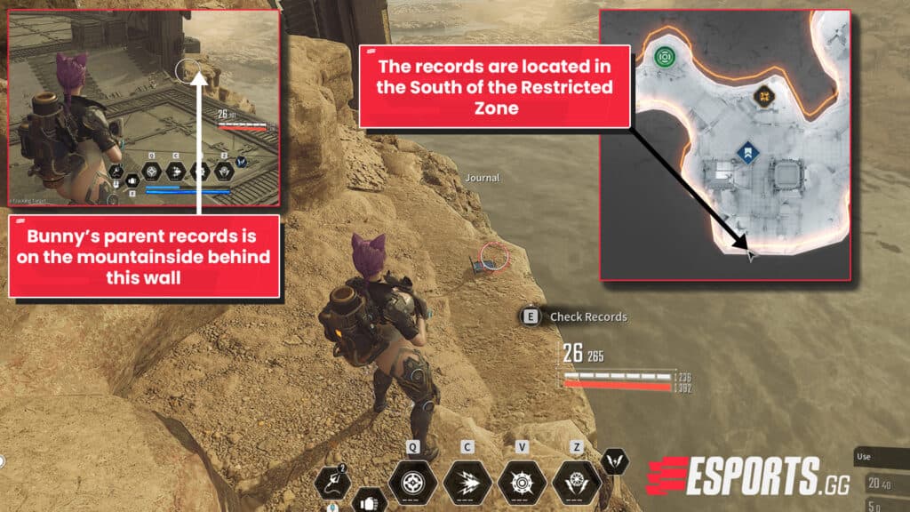 Location: "Find and read the records of her parents in the Restricted Zone of the Sterile Land"