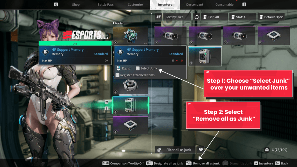 To remove items from your inventory in The First Descendant you need to dismantle them