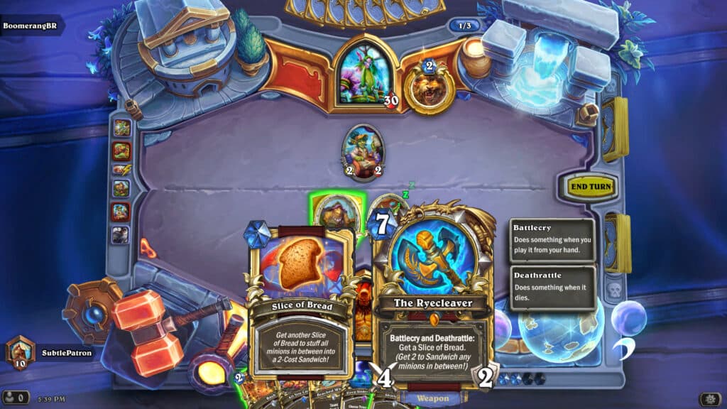 How the Ryecleaver weapon works in Hearthstone (Image via esports.gg)