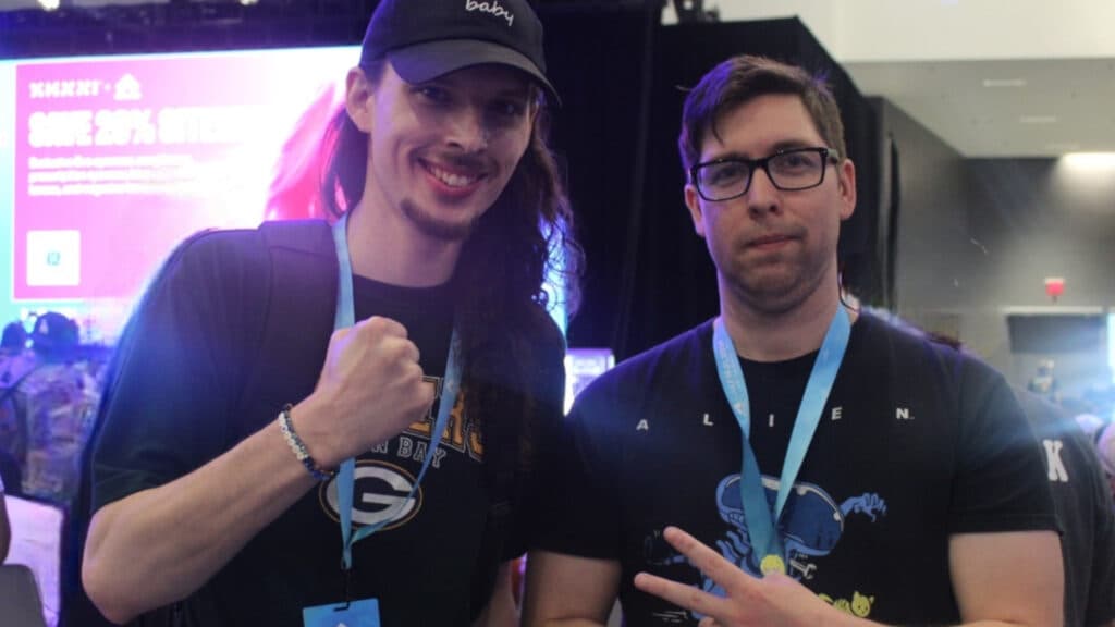 Evo Las Vegass 2025 attendees BraveTheShave and Skinny (Image via Amy Chen)