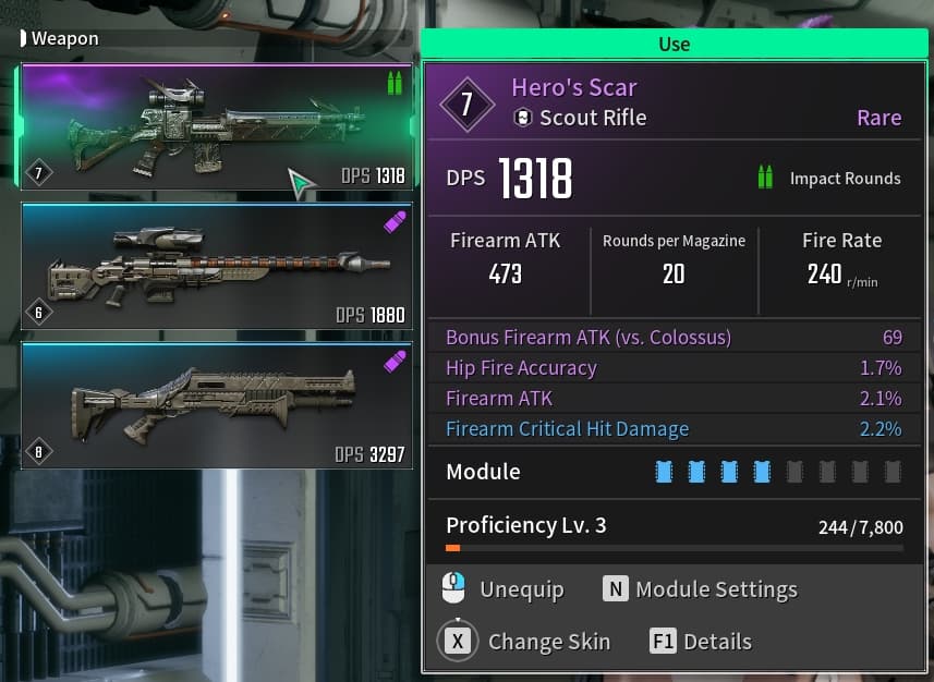 Rare weapons (Purple) can sometimes that Impact Rounds (Green), make sure to check