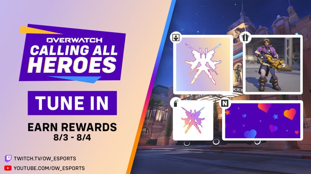 Twitch Drops return for Overwatch 2 Calling All Heroes (Via <a href="https://x.com/OW_Esports/status/1818743840129556616/photo/1">x</a>)