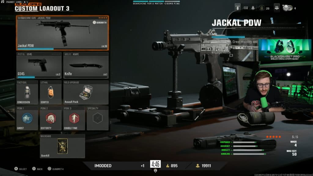 Jackal PDW loadout (Image via Scump on Twitch)