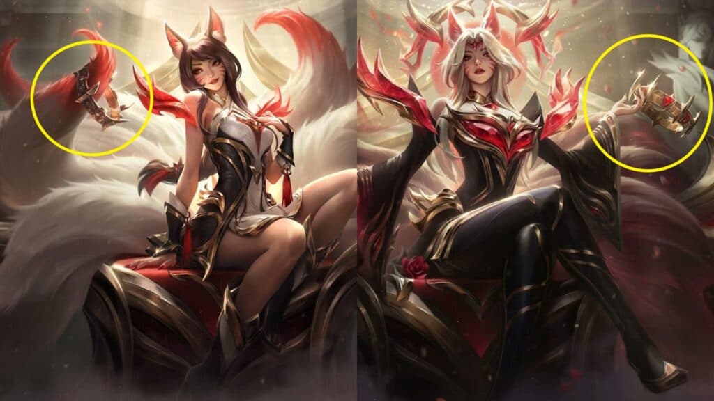 The splash art of the Faker Hall of Legends Ahri skins featuring crowns (Image via esports.gg)