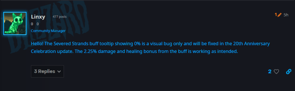 Official Forum response from Blizzard on the World of Warcraft EU forums (screenshot by esports.gg)