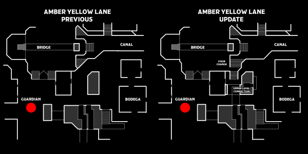 The comparison between the new Amber Yellow Lane and the old one (Image via Valve)