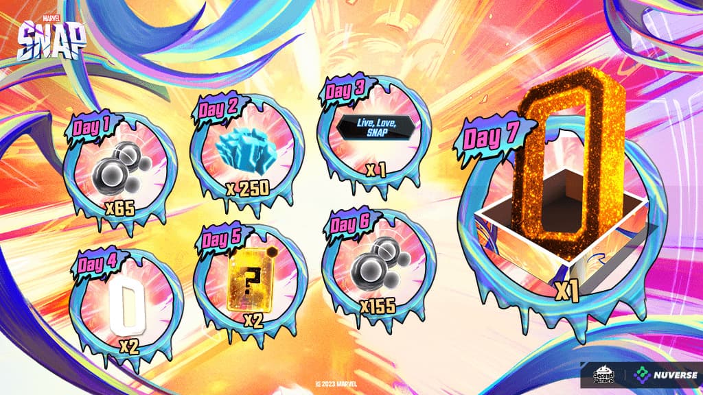 Marvel SNAP's second anniversary rewards (Image via Second Dinner)