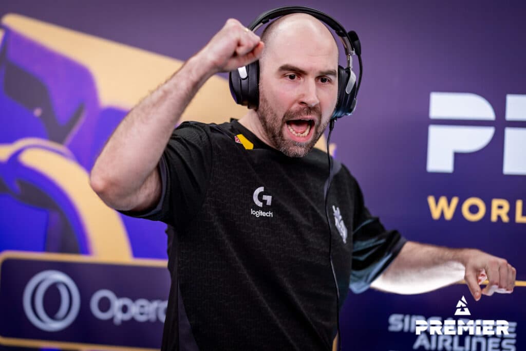 A jubilant TaZ cheers on G2, Image via BLAST Premier & Stephanie Lindgren