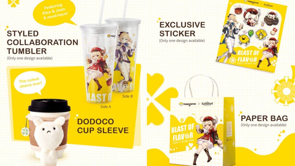 Exclusive merchandise from Genshin Impact x Happy Lemon collaboration (Image via HoYoverse)