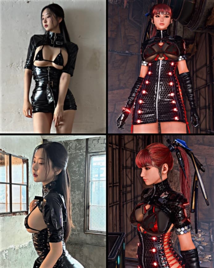 Shin Jae-eun cosplaying as EVE (<a href="https://esports.gg/guides/gaming/all-the-nano-suits-roxanne-sells-in-stellar-blade/">Keyhole dress outfit</a>) - October 2024 (via @Pirat_Nation)