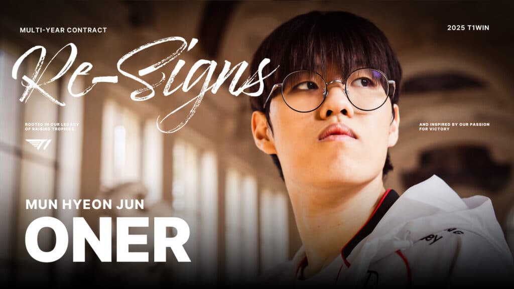 T1 announced Oner's multi-year contract extension on November 15, 2024 (image via T1lol)