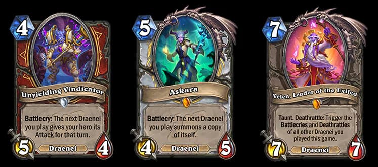 Draenei minions in Hearthstone (Images via Blizzard Entertainment)