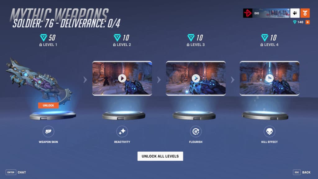 It requires 80 Mythic Prisms to get all of the mythic weapon upgrades (Image via esports.gg)