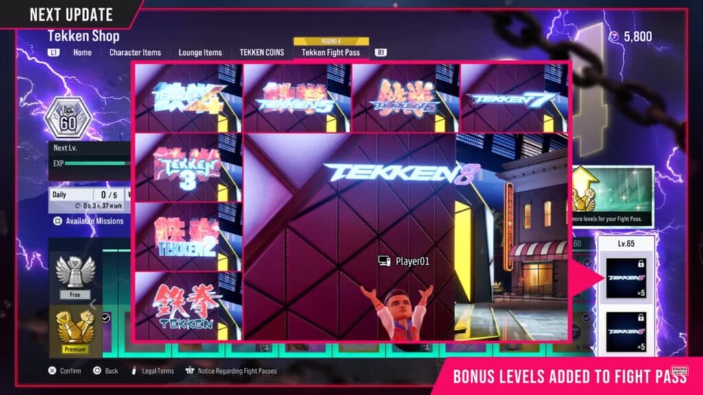 Bonus tiers in TEKKEN 8 Fight Pass (image via Bandai Namco Esports)