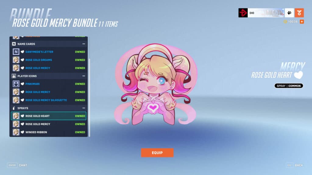 Rose Gold Mercy Bundle screenshot (Image via esports.gg)