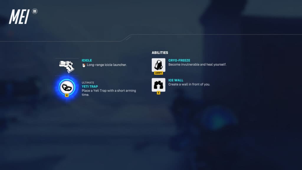 Mei's abilities and ultimate in this game mode (Image via esports.gg)