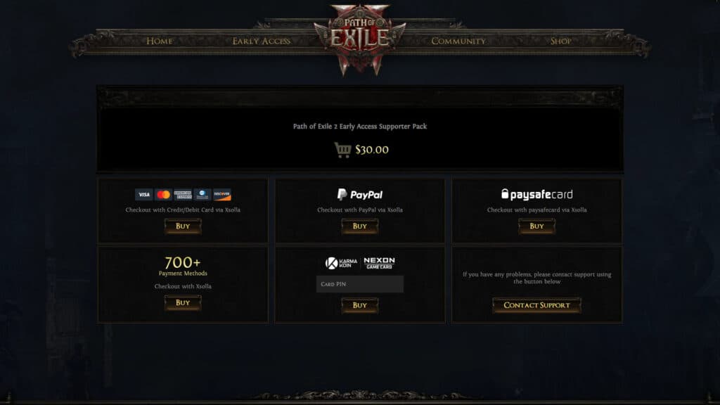 Path of Exile 2 early access cost screenshot (Image via esports.gg)