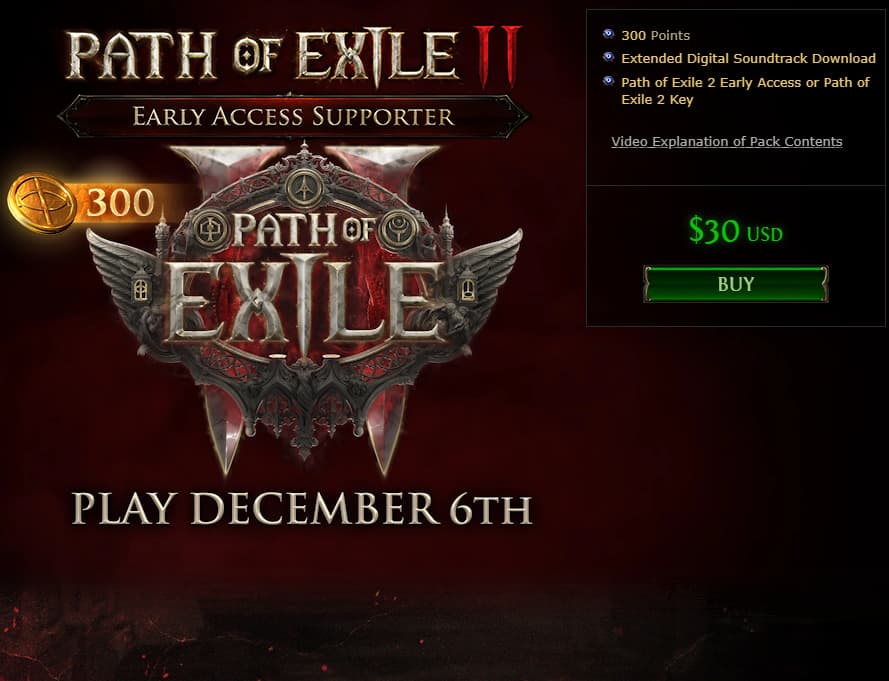 Early Access Supporter Pack (Image via Grinding Gear Games)