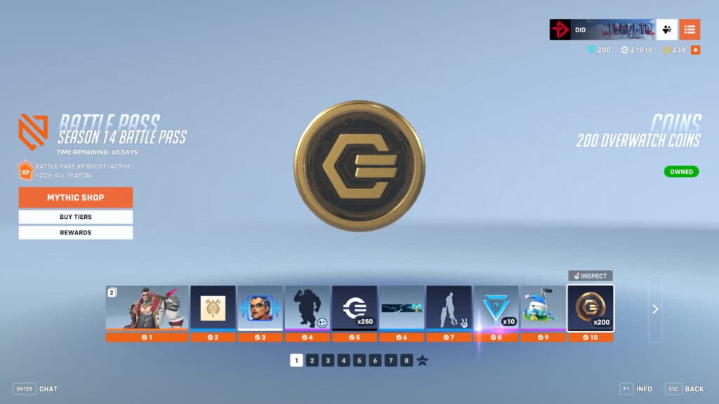 Progress through the Battle Pass to earn some free Overwatch Coins (Image via esports.gg)
