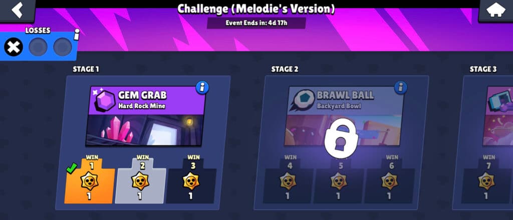 Stages of the Melody Challenge (Image via Brawl Stars)