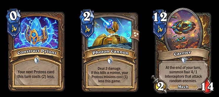 Construct Pylons, Photon Cannon, and Carrier (Images via Blizzard Entertainment)