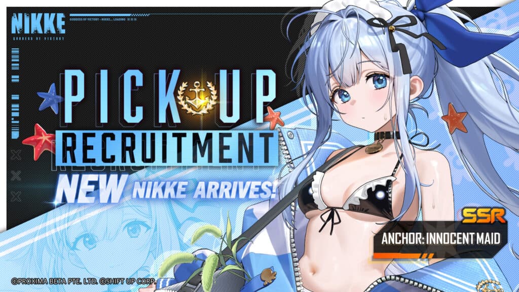 From Feb. 7 to Feb. 27, you have a 2% chance to recruit Anchor: Innocent Maid in Special Recruit Banner (image via Goddess of Victory: Nikke)