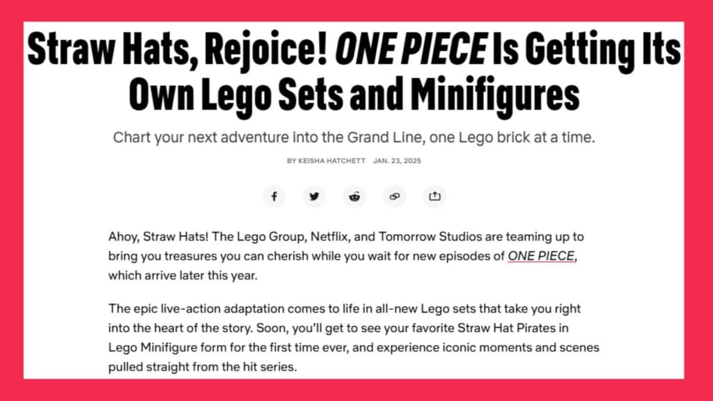 Screenshot of the now-deleted text about the One Piece Season 2 release date (Image via esports.gg)