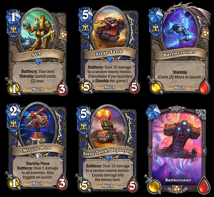 SCV, Missile Pod, Siege Tank, and Battlecruiser (Images via Blizzard Entertainment)