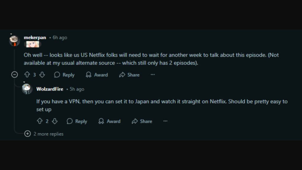 Screenshot of Reddit users talking about access to episodes earlier (Image via esports.gg)