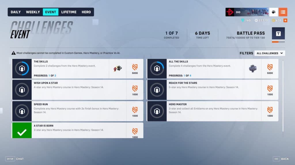 Overwatch 2 Hero Mastery Season 14 challenges and rewards (Image via esports.gg)
